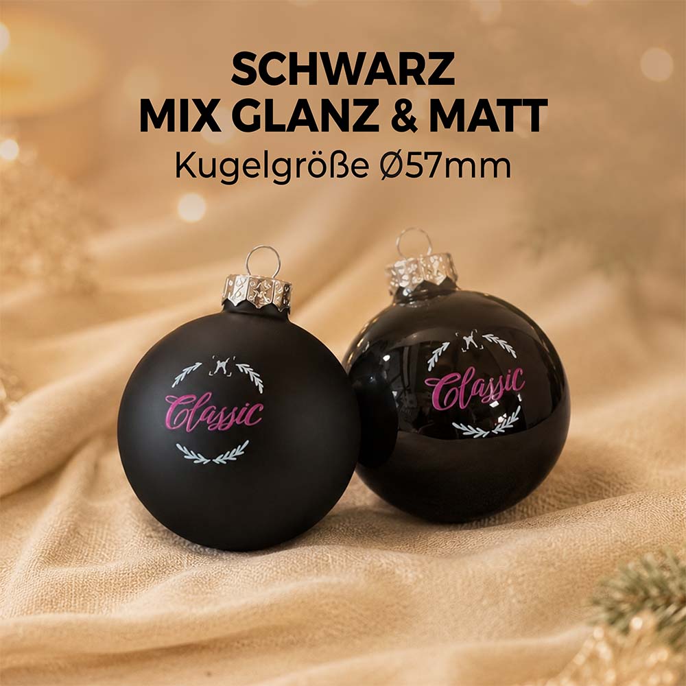 Classic Weihnachtskugeln mit Logo aus recyceltem Glas - schwarz Matt Glanz 57 mm