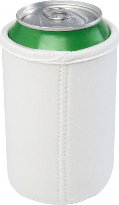 Dosenmanschette Vrie aus recyceltem Neopren mit Werbeanbringung-Weiß
